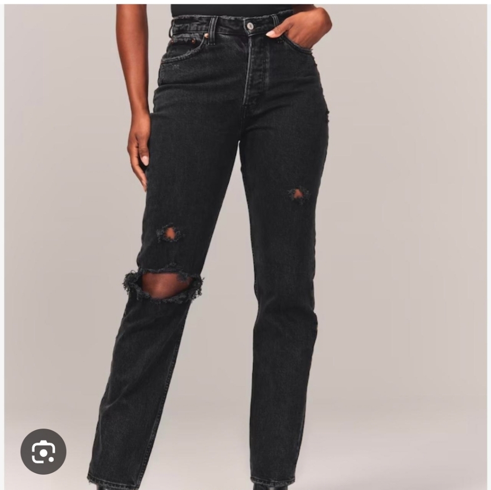 Abercrombie & Fitch The Dad High Rise Jeans Distressed Black 27 Momcore Agolde